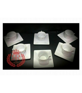 12 پارچه چای خوری سفید فلت