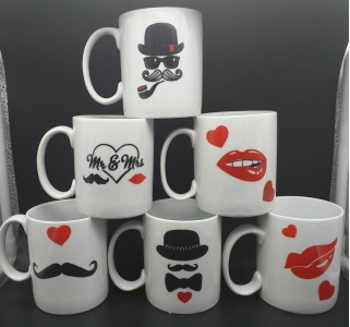 ماگ یک رو چاپ نسترن (طرح لب و سیبیل)