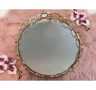 سینی دایره سایز بزرگ ساخت چین آب طلا خورده رنگ ثابت