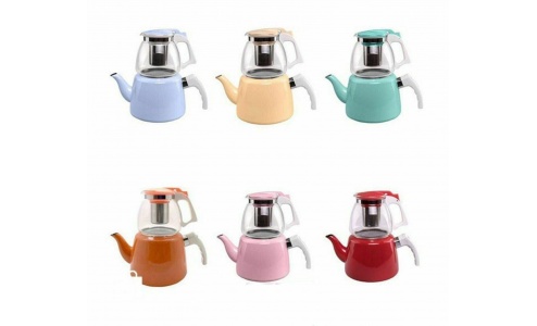 کتری قوری لعابی رنگی